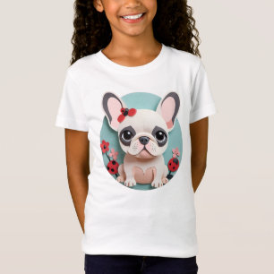 Französischer Bulldog Ladybug Blume Papier Schneid T-Shirt