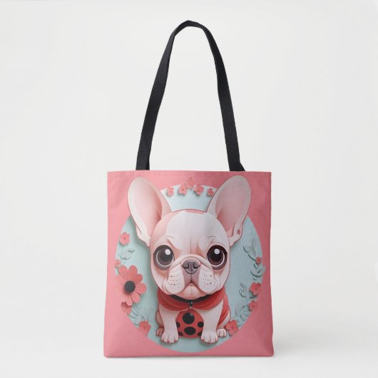 Französischer Bulldog Ladybug Blume Papier Schneid Tasche (Vorderseite)