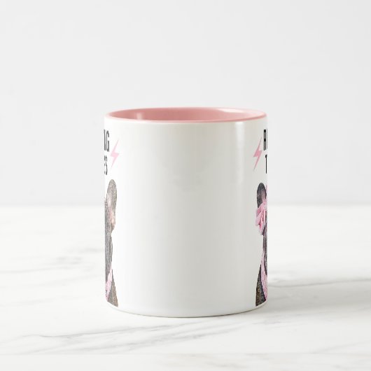 Französischer Bulldog läuft Dinge Zweifarbige Tasse (Mittel)