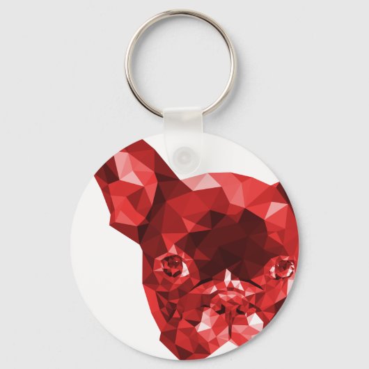 Französischer Bulldog-Low-Poly-Art in Red Schlüsselanhänger (Vorderseite)