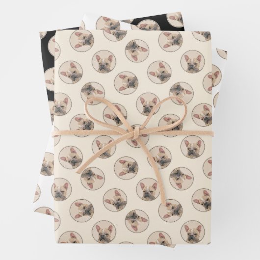 Französischer Bulldog Malerei Fawn Niedlich Origin Geschenkpapier Set (Beispiel)