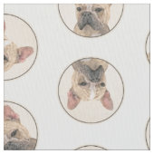 Französischer Bulldog Malerei Fawn Niedlich Origin Stoff (Nahaufnahme)