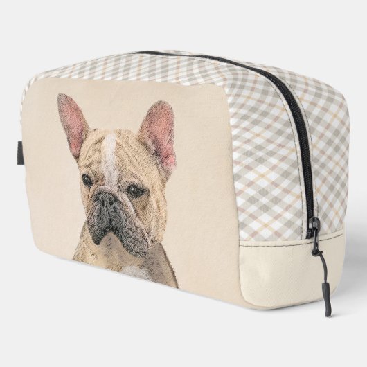 Französischer Bulldog Malerei Fawn Niedlich Origin Waschbeutel (Rechte Ecke)