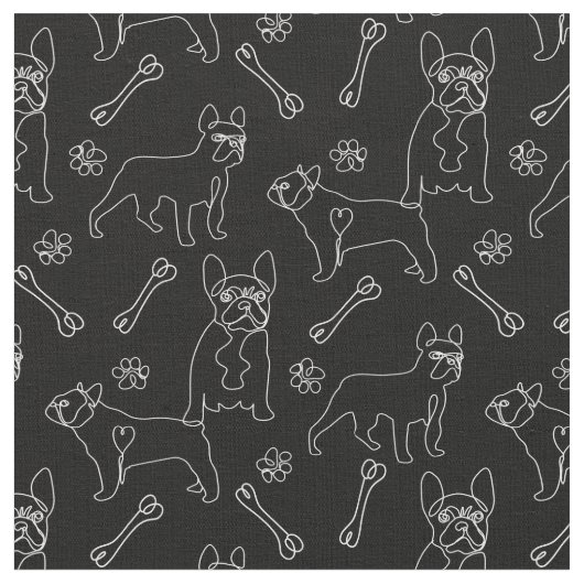 Französischer Bulldog Minimallinie Stoff (Nahaufnahme)