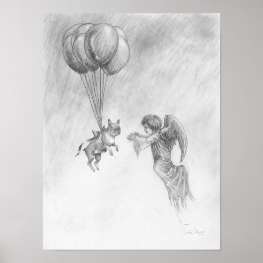 Französischer Bulldog mit Angel-Poster Poster (Vorne)