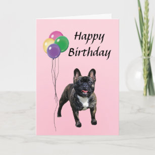 Französischer Bulldog mit Balloons Happy Birthday Karte