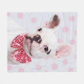 Französischer Bulldog mit Bow-Krawatte Fleecedecke (Vorderseite (Horizontal))