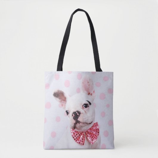 Französischer Bulldog mit Bow-Krawatte Tasche (Vorderseite)