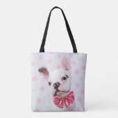 Französischer Bulldog mit Bow-Krawatte Tasche (Rückseite)