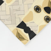 Französischer Bulldog mit Bowtie, Herringbone Beig Fleecedecke (Ecke)
