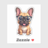 Französischer Bulldog mit Brillen Aufkleber (Blatt)