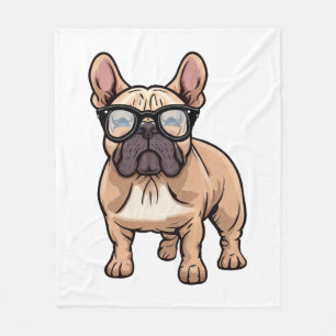 Französischer Bulldog mit Brillen Fleecedecke