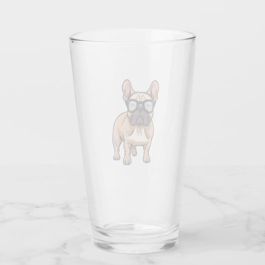 Französischer Bulldog mit Brillen Glas (Rückseite)