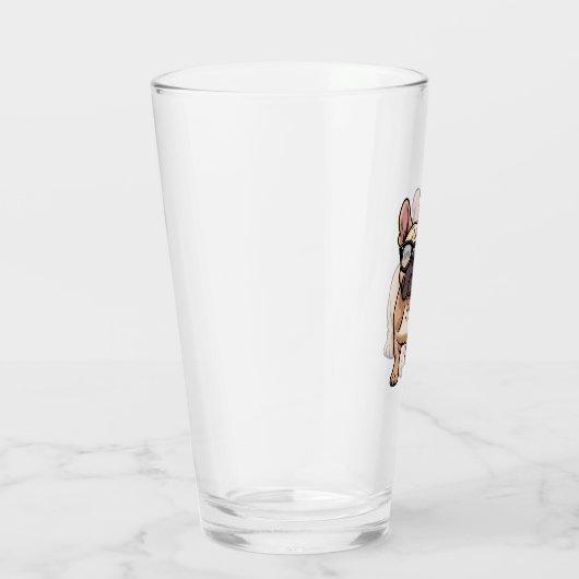 Französischer Bulldog mit Brillen Glas (Rechts)