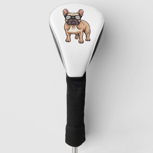 Französischer Bulldog mit Brillen Golf Headcover (Vorderseite)