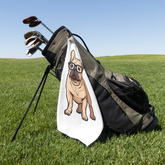 Französischer Bulldog mit Brillen Golfhandtuch (Gras)