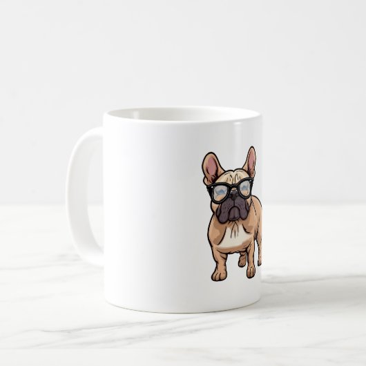Französischer Bulldog mit Brillen Kaffeetasse (Vorderseite Links)