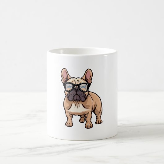 Französischer Bulldog mit Brillen Kaffeetasse (Mittel)