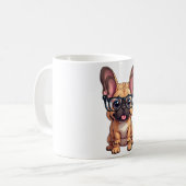 Französischer Bulldog mit Brillen Kaffeetasse (Vorderseite Links)