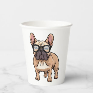 Französischer Bulldog mit Brillen Pappbecher