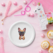 Französischer Bulldog mit Brillen Pappteller (Party)