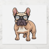 Französischer Bulldog mit Brillen Schaumweinetikett (Einzelnes Label)