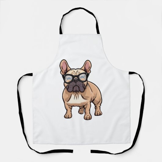 Französischer Bulldog mit Brillen Schürze (Vorderseite)