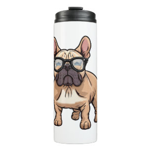 Französischer Bulldog mit Brillen Thermosbecher