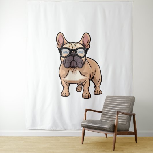 Französischer Bulldog mit Brillen Wandteppich (Beispiel)