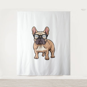 Französischer Bulldog mit Brillen Wandteppich