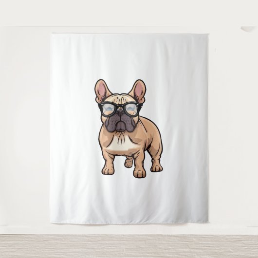 Französischer Bulldog mit Brillen Wandteppich (Vorderseite)