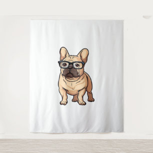Französischer Bulldog mit Brillen Wandteppich