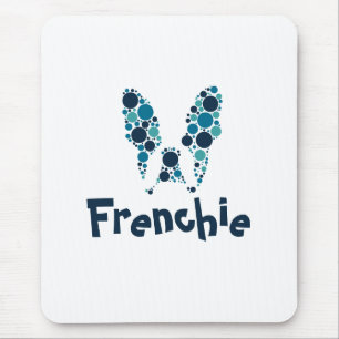 Französischer Bulldog mit bunten Kreisen Mousepad
