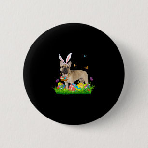 Französischer Bulldog mit Eierkörbe Osterjagd Button