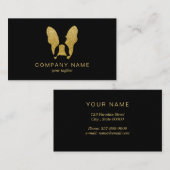 Französischer Bulldog mit Gold-Glitzer Visitenkarte (Vorne/Hinten)