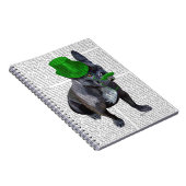 Französischer Bulldog mit grünem Top Hut und Musta Notizblock (Rechte Seite)