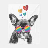 Französischer Bulldog mit HerzValentinstag Fleecedecke (Vorderseite)