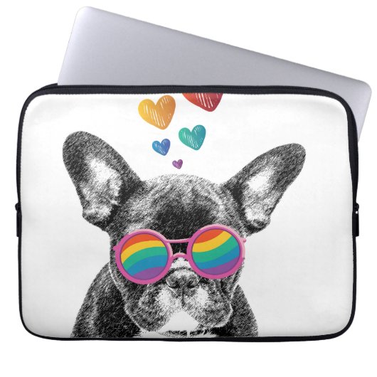 Französischer Bulldog mit HerzValentinstag Laptopschutzhülle (Vorderseite)