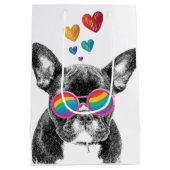Französischer Bulldog mit HerzValentinstag Mittlere Geschenktüte (Rückseite)