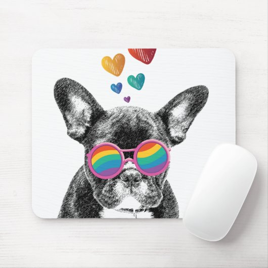 Französischer Bulldog mit HerzValentinstag Mousepad (Mit Mouse)