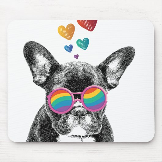 Französischer Bulldog mit HerzValentinstag Mousepad (Vorne)