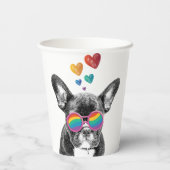 Französischer Bulldog mit HerzValentinstag Pappbecher (Rückseite)