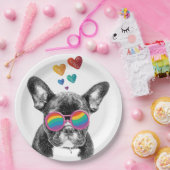 Französischer Bulldog mit HerzValentinstag Pappteller (Party)