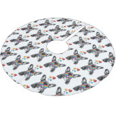 Französischer Bulldog mit HerzValentinstag Polyester Weihnachtsbaumdecke (Schrägansicht)