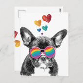 Französischer Bulldog mit HerzValentinstag Postkarte (Vorne/Hinten)