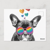 Französischer Bulldog mit HerzValentinstag Postkarte (Rückseite)