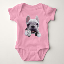 Französischer Bulldog mit Kopfhörer-Illustration Baby Strampler