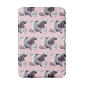 Französischer Bulldog mit Kopfhörer-Illustration Badematte (Vorderseite Vertikal)