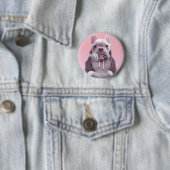 Französischer Bulldog mit Kopfhörer-Illustration Button (Beispiel)