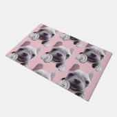 Französischer Bulldog mit Kopfhörer-Illustration Fußmatte (Schrägansicht)